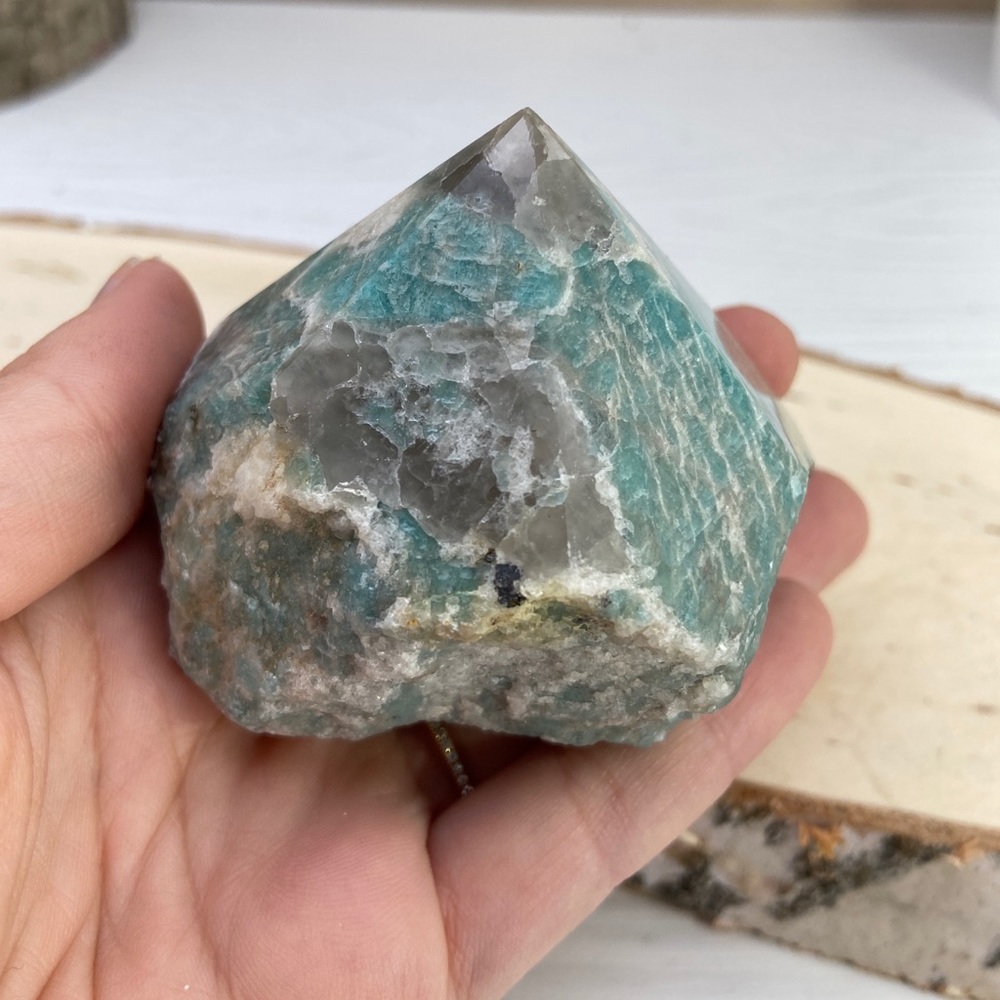 Amazonite Generator Point, Rough and Polished - Picture 10 of 10